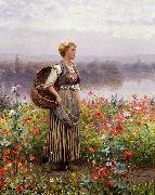 Daniel Ridgeway Knight The flower girl oil painting artist